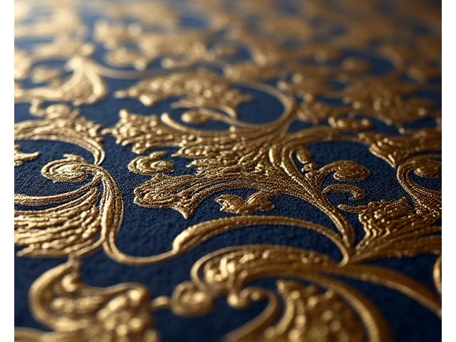 Intricate jacquard woven fabric with a detailed, historic pattern, hinting at traditional craftsmanship and rich cultural heritage.