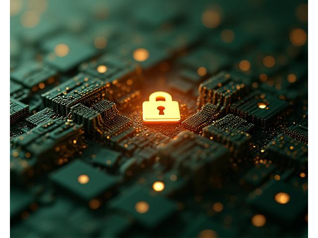 Abstract depiction of digital security with intertwined threads and lock icon, representing data protection for Loom & Leaf Bespoke.
