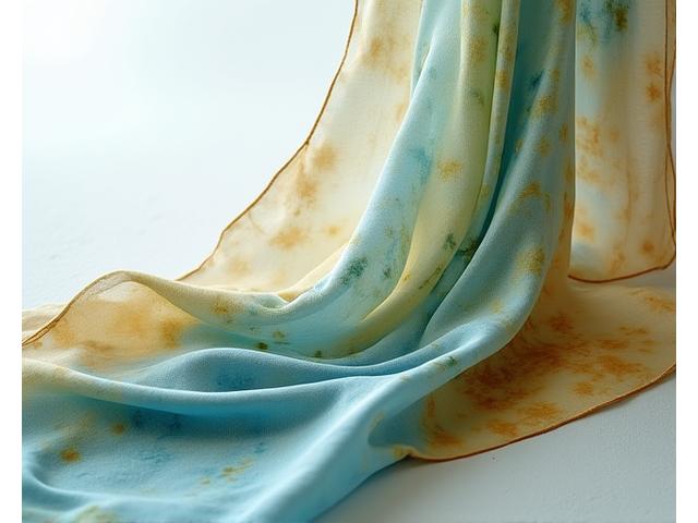 A silk scarf with a botanical print, made from peace silk and natural dyes